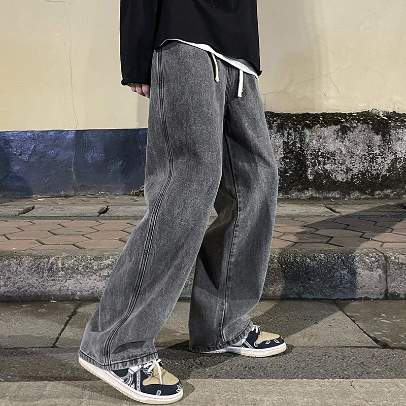Men'S Fashion Grey Jeans - Celana Jeans longgar untuk pria, celana