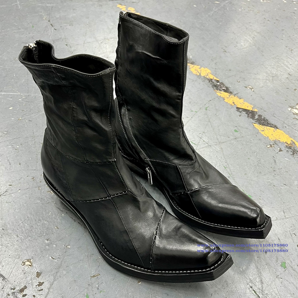 Chelsea Boots Men - Sepatu Bot Pria Kulit Hitam Ujung