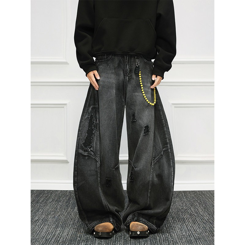 Men'S Fashion Grey Jeans - Celana Jeans Pria Gaya Amerika Vintage