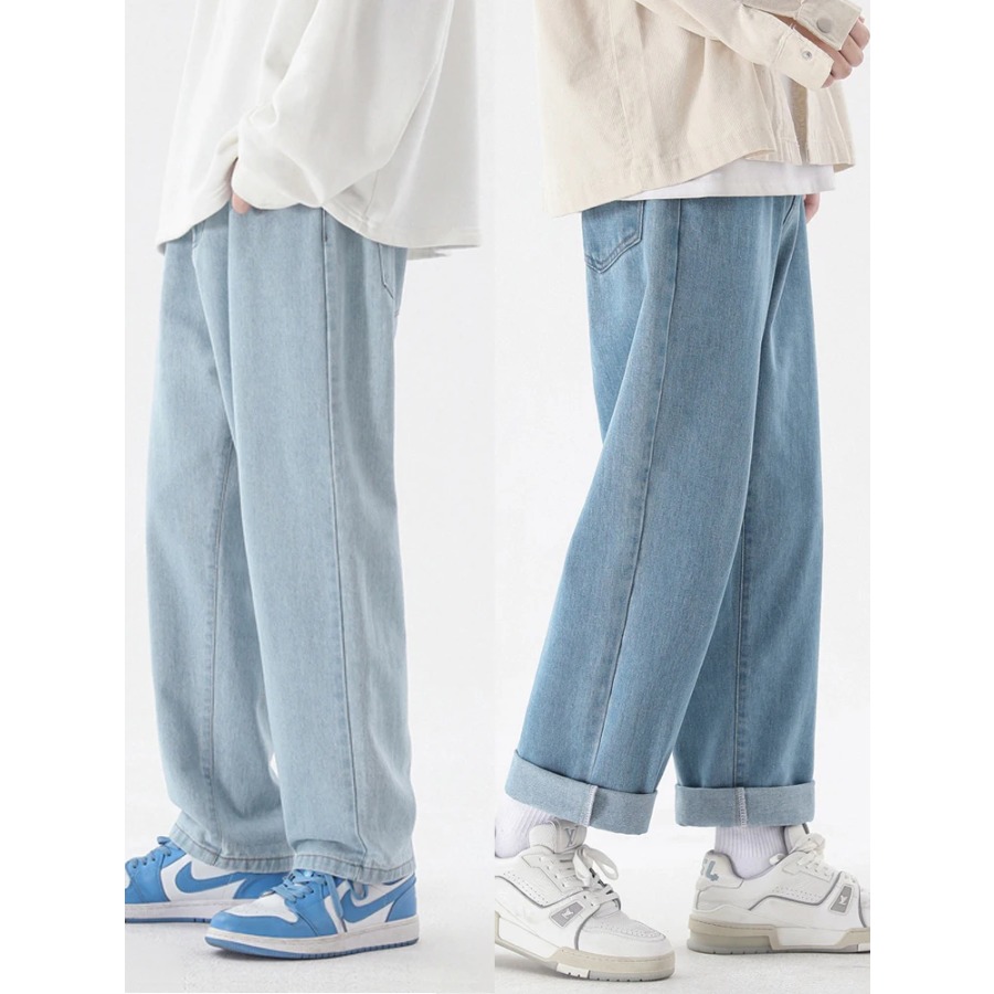 Men'S Fashion Grey Jeans - Celana Jeans Pria Kasual Korea Terbaru
