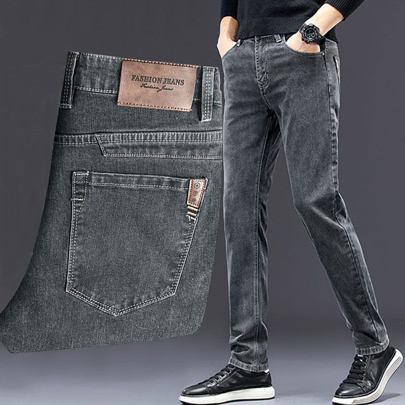 Men'S Fashion Grey Jeans - Celana jeans ramping pria, bawahan denim
