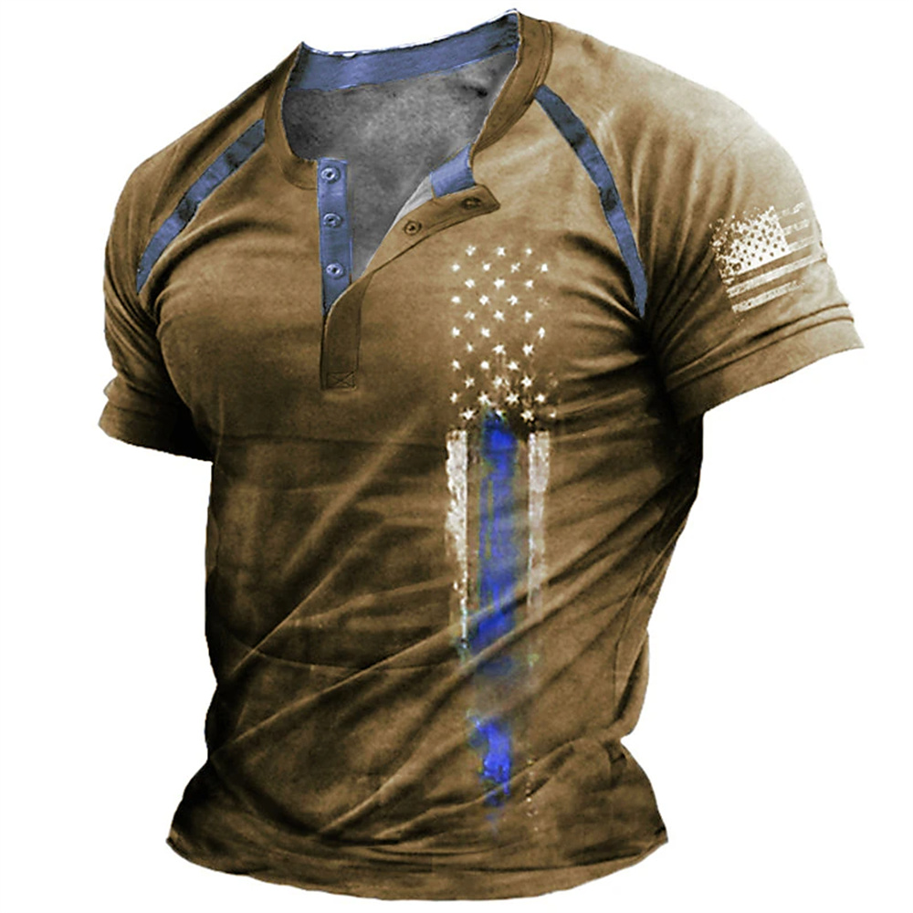 Men Fashion Upper - Kaos Henry Pria Motif Bendera Amerika