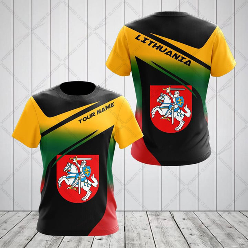 Men'S Fashion Oversized T Shirt - Kaos Grafis Tengkorak Lambang Lituania Musim