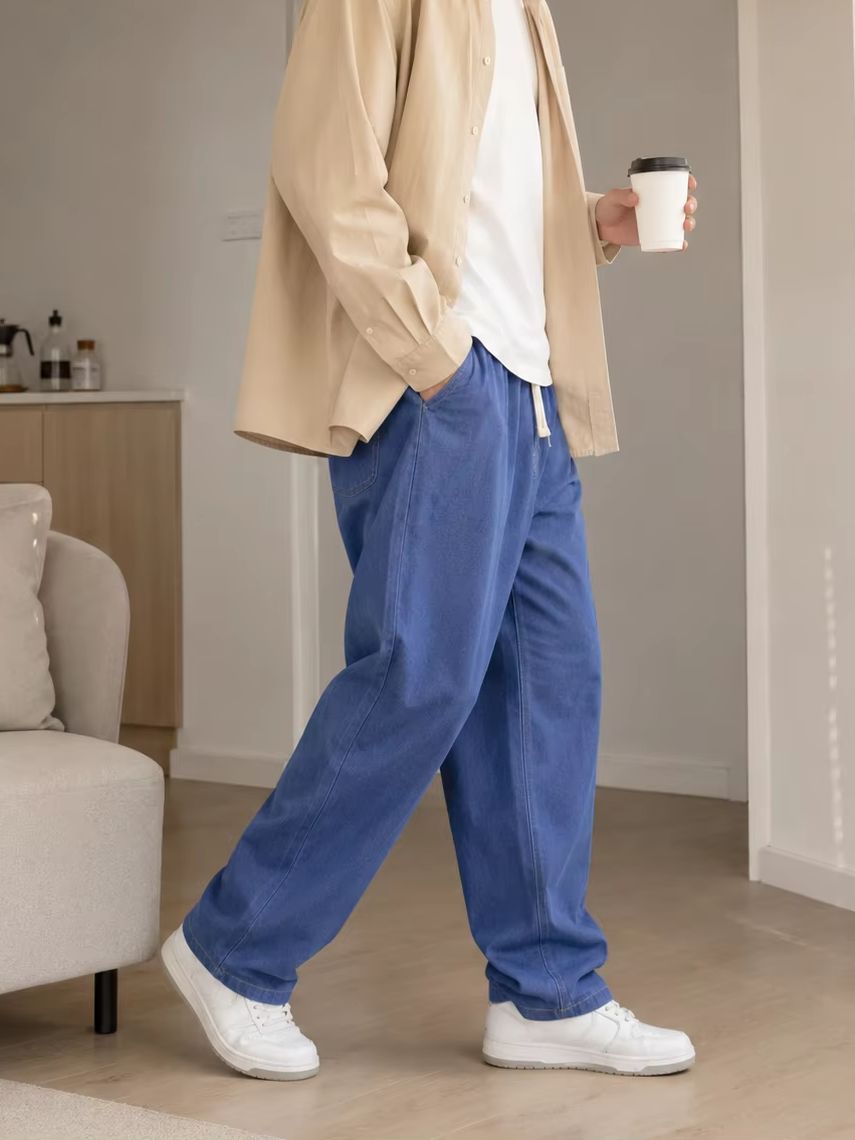 Men'S Fashion Grey Jeans - Celana Jeans Kasual Pria Longgar Model