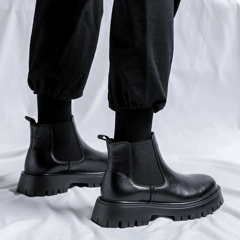 Mens Fashion Dress Shoes - Sepatu Chelsea Boots Kulit Fashion Pria,