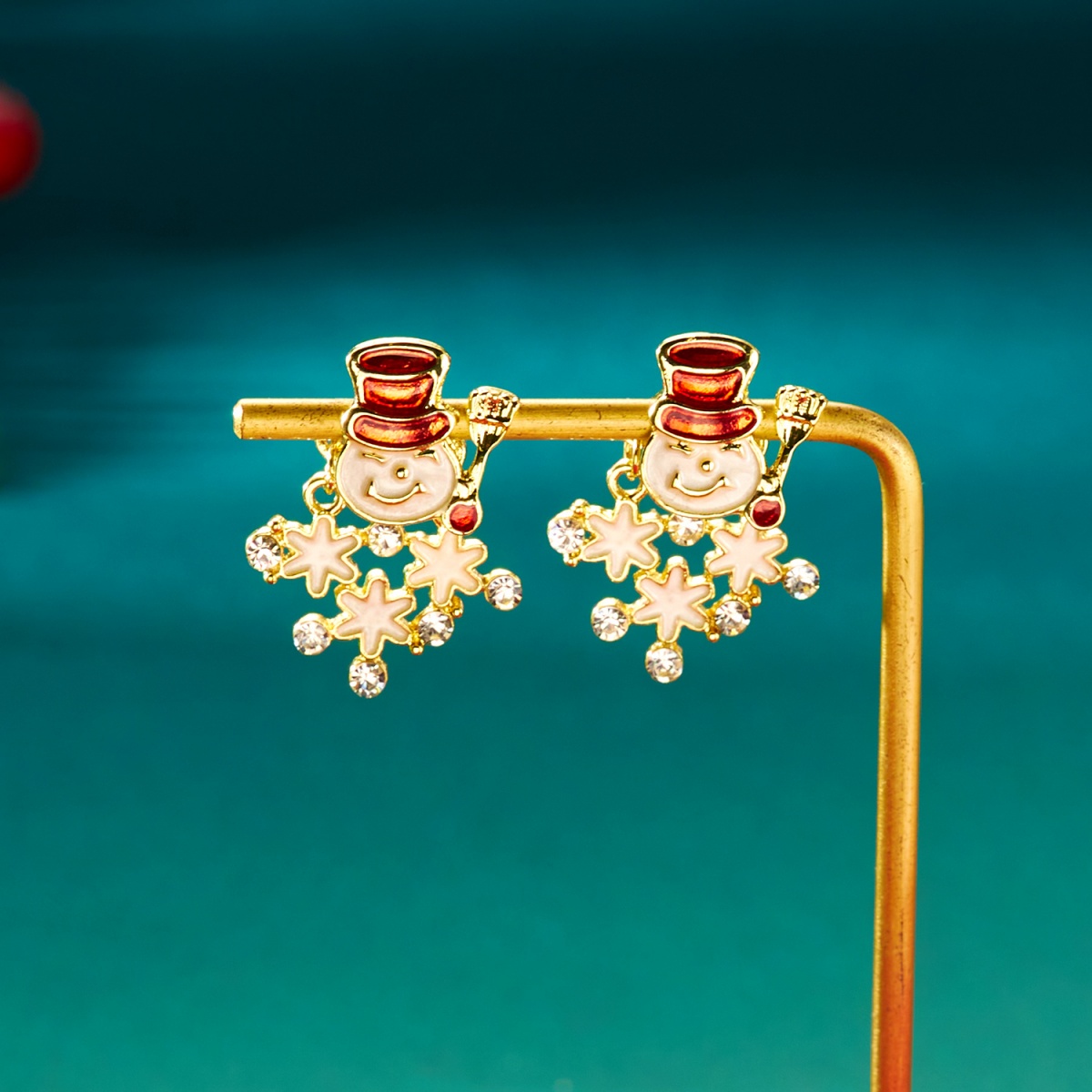 Men'S Fashion Xmas Party - Anting Stud Liburan Natal Berhiaskan Rhinestone