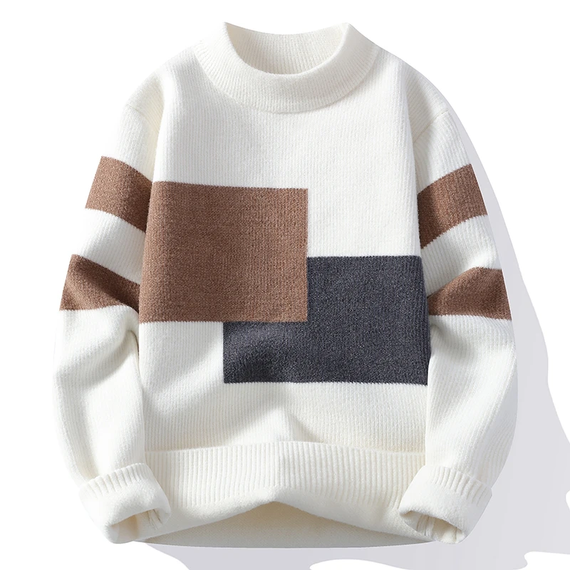 Mens Fashion Mullet - Sweater rajut leher O pria, Sweater
