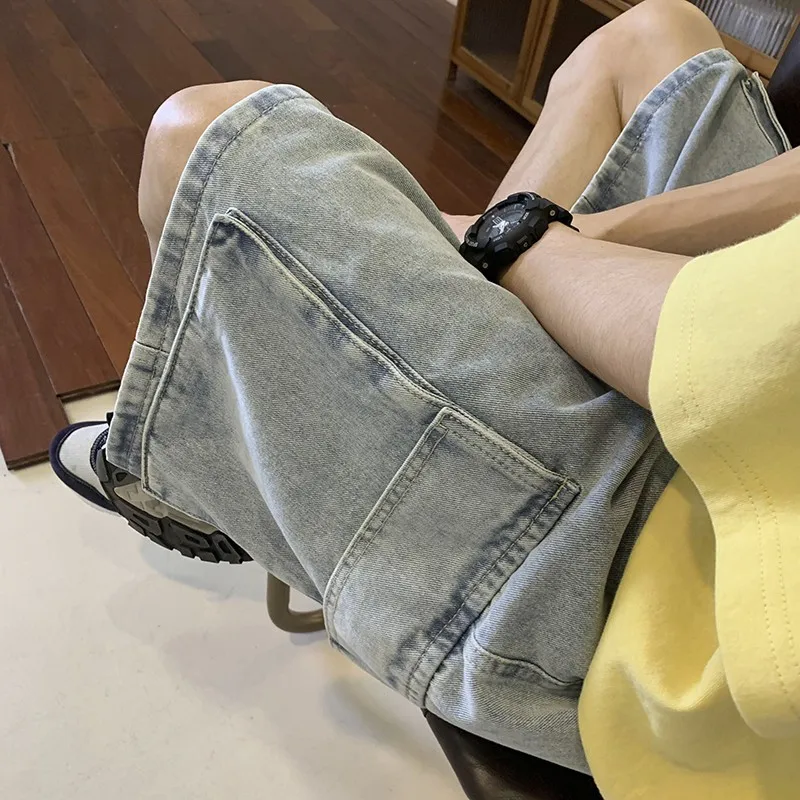 Mens Fashion Cargo Pants - Celana Pendek Denim Cargo Korea Ukuran