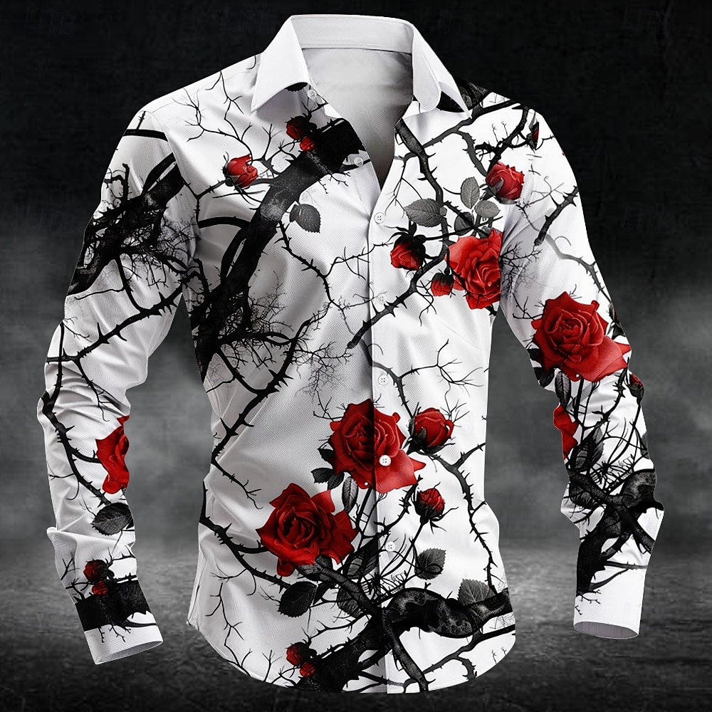 Men'S Fashion Outfits - Kemeja Pria Lengan Panjang Motif Bunga