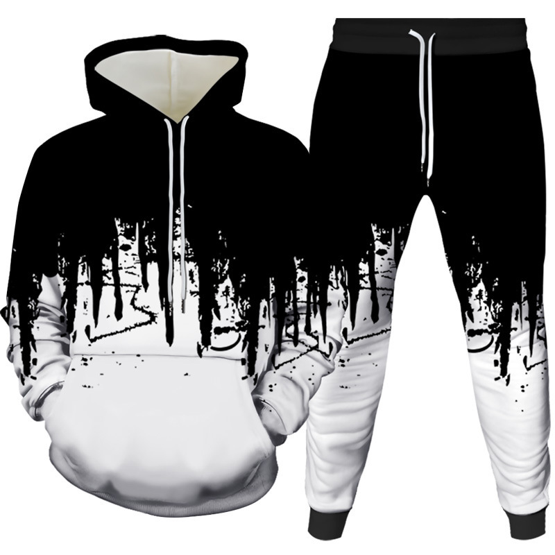 Men'S Fashion Hoodies - Set Hoodie dan Celana 3D Print