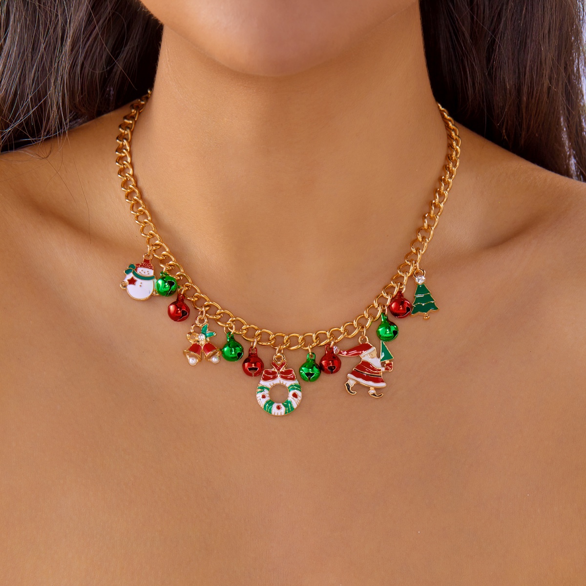 Men'S Fashion Xmas Party - Kalung Natal Santa Claus, Permen, Lonceng,