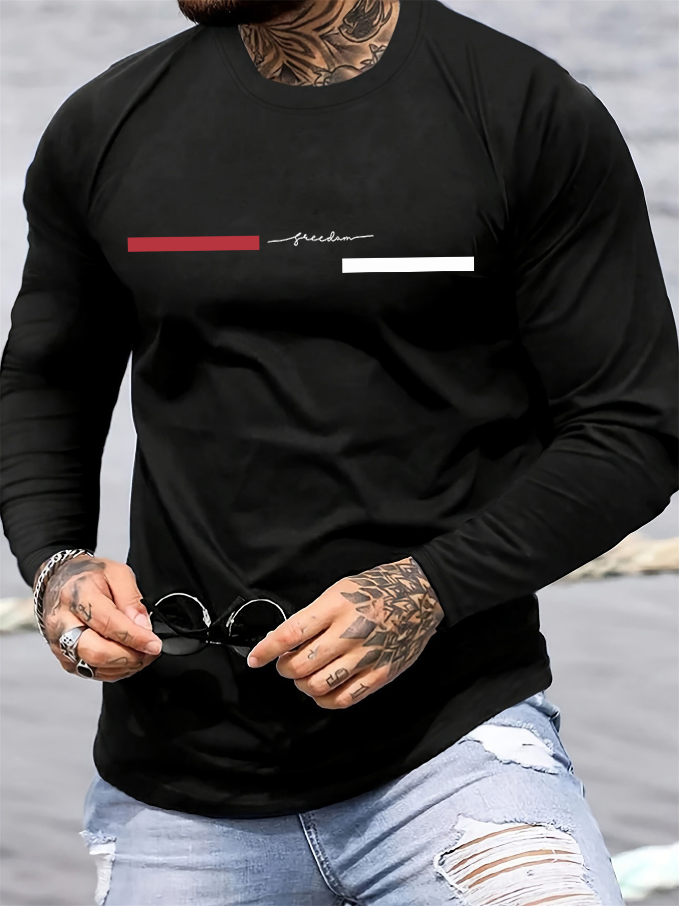 Kaos pria lengan panjang 100%  - Men Fashion Upper ulasan dan harga