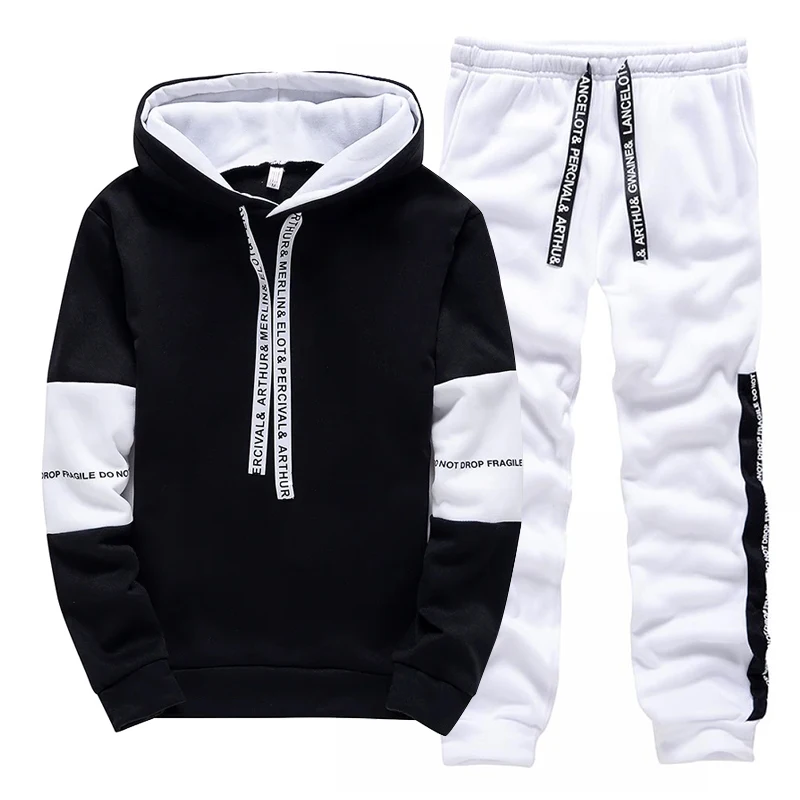 Setelan Olahraga Pria Hitam Pu - Men'S Fashion Hoodies ulasan dan harga