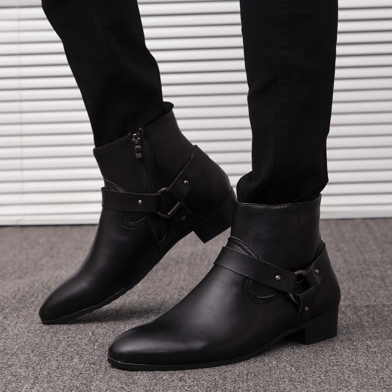 Sepatu Bot Pria Kulit PU Model - Mens Fashion Dress Shoes ulasan dan harga