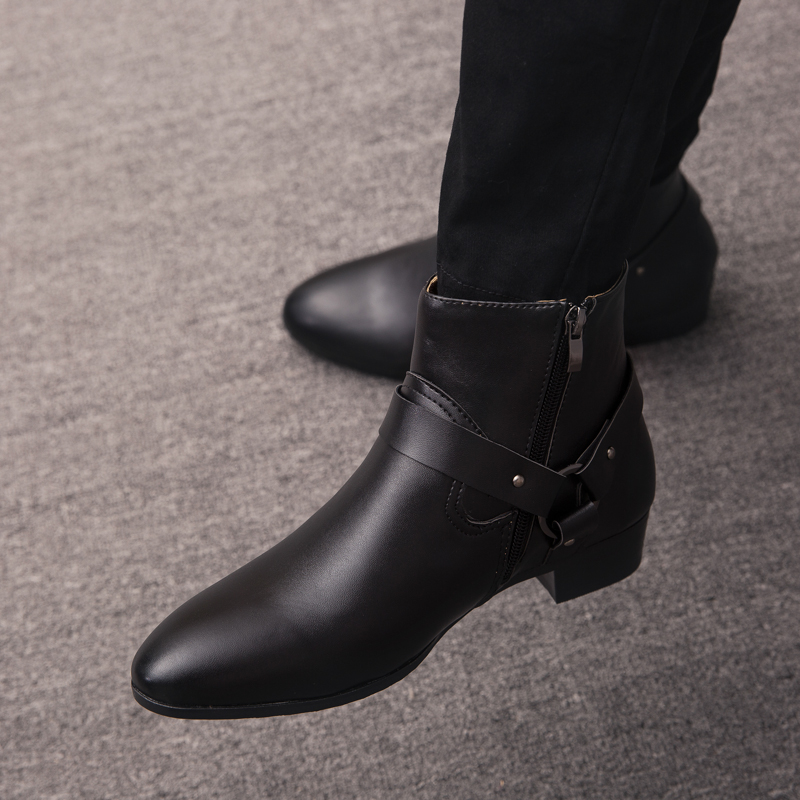 Sepatu Bot Pria Kulit PU Model - Mens Fashion Dress Shoes ulasan dan harga