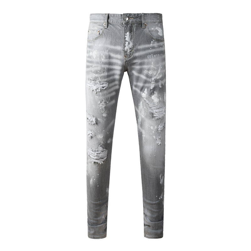 Celana Jeans Pria High Street  - Men'S Fashion Grey Jeans ulasan dan harga