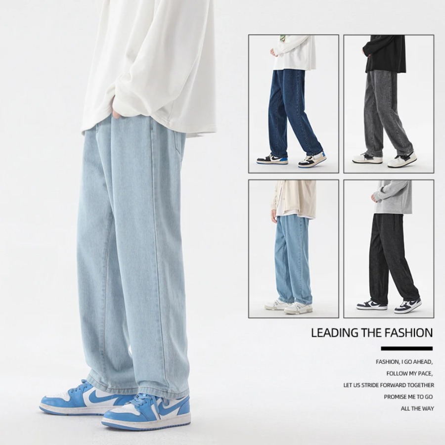 Celana Jeans Pria Kasual Korea - Men'S Fashion Grey Jeans ulasan dan harga