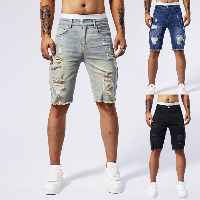 Celana Pendek Denim Robek Pria - Men'S Fashion Pants 2025 ulasan dan harga