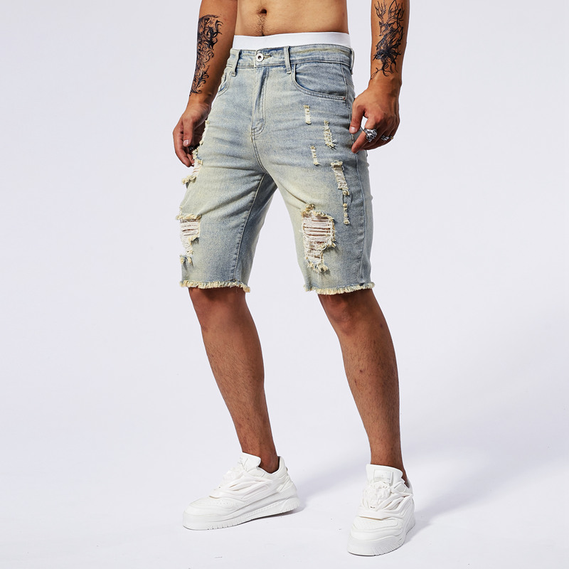Celana Pendek Denim Robek Pria - Men'S Fashion Pants 2025 ulasan dan harga