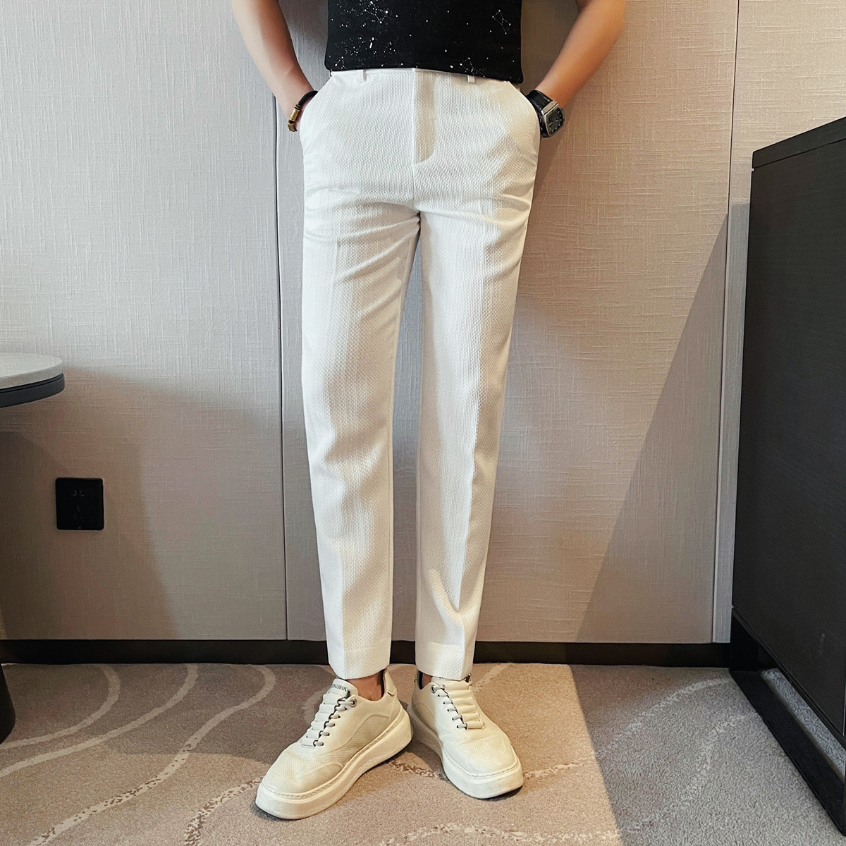 Celana Kasual Bergaris Tipis P - Men'S Fashion Pants 2025 ulasan dan harga