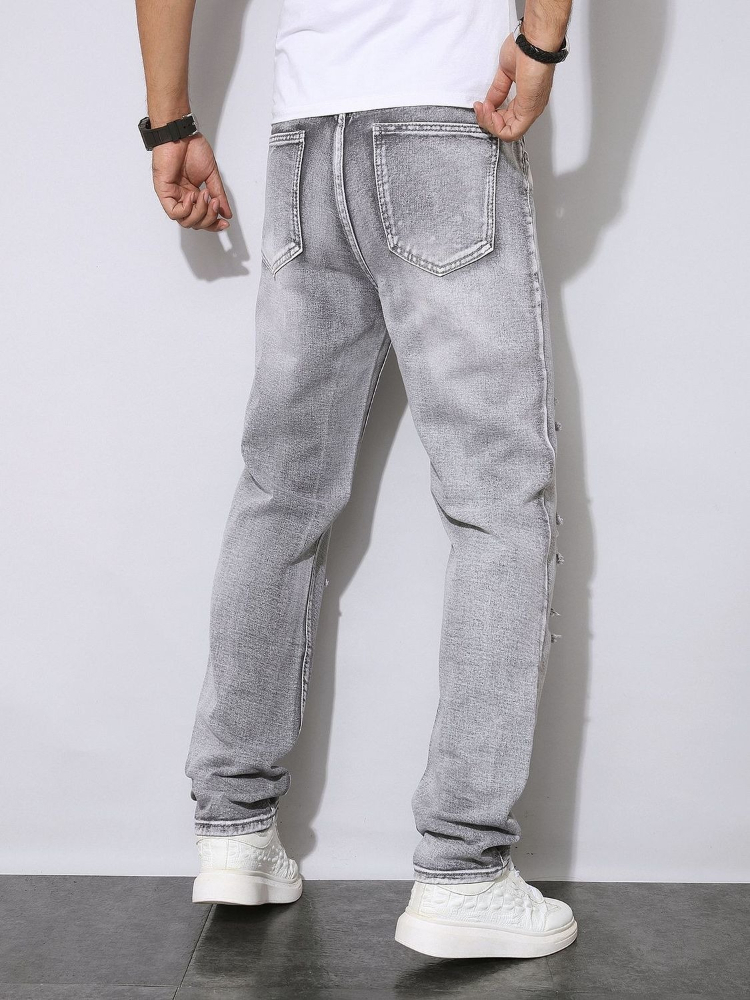Celana Denim Abu-abu Distresse - Men'S Fashion Grey Jeans ulasan dan harga