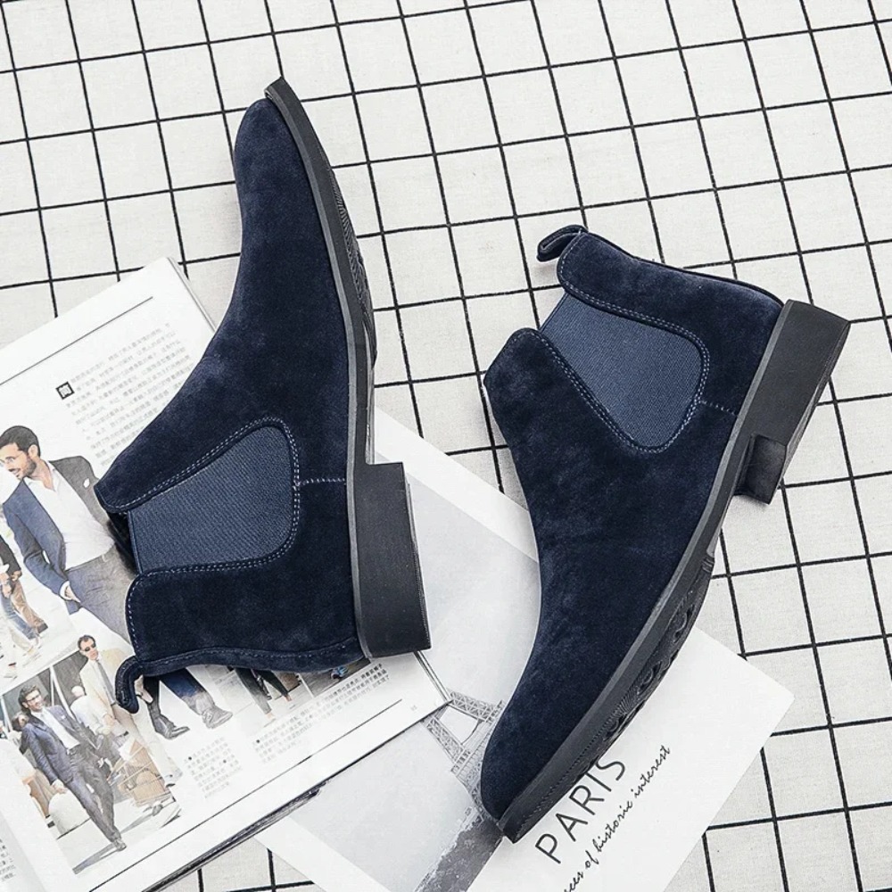 Sepatu Chelsea Pria Biru Suede - Chelsea Boots Men ulasan dan harga