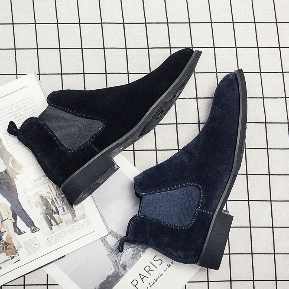 Sepatu Chelsea Pria Biru Suede - Chelsea Boots Men ulasan dan harga
