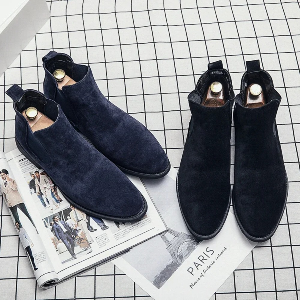 Sepatu Chelsea Pria Biru Suede - Chelsea Boots Men ulasan dan harga