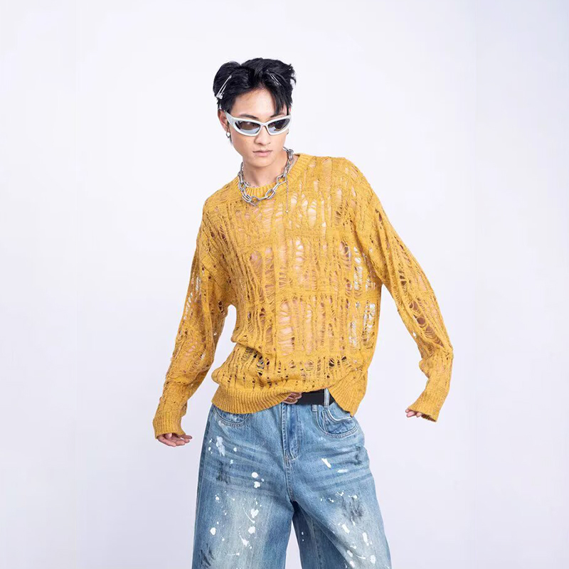 Sweter Rajut Jaring Berlubang  - Mens Fashion Mullet ulasan dan harga