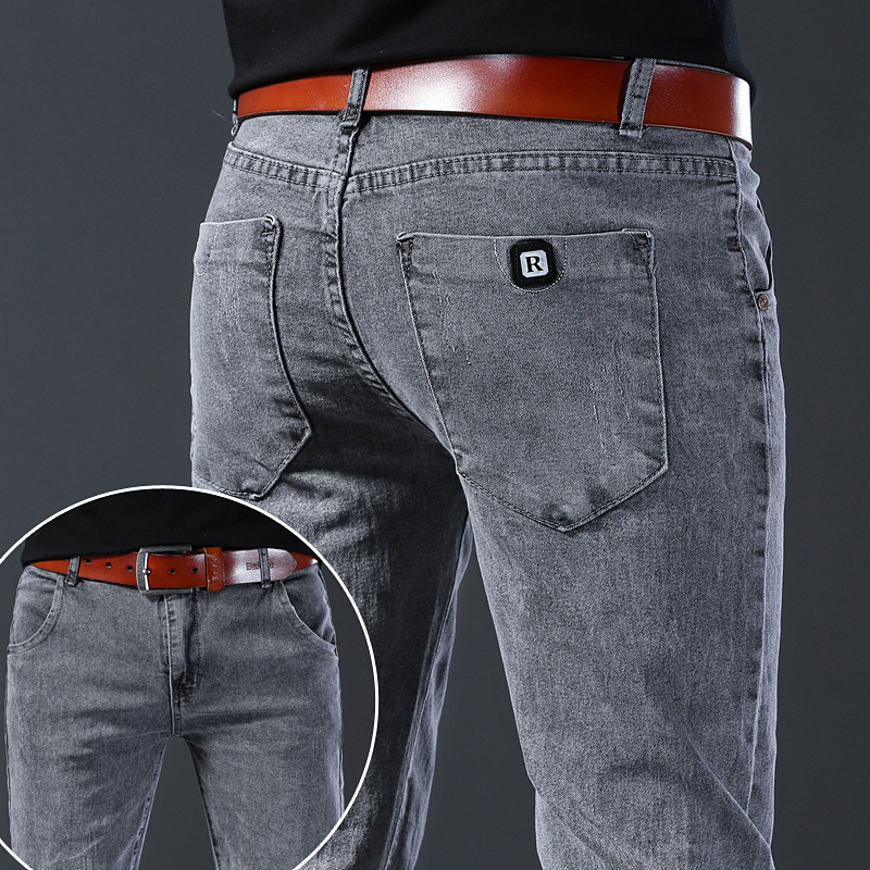 Celana Jeans Abu-abu Elastis S - Men'S Fashion Grey Jeans ulasan dan harga