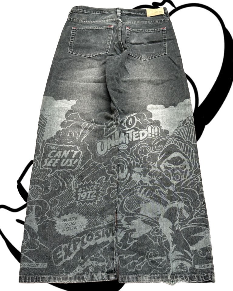 Celana Jeans Printing Gaya Ame - Men'S Fashion Grey Jeans ulasan dan harga