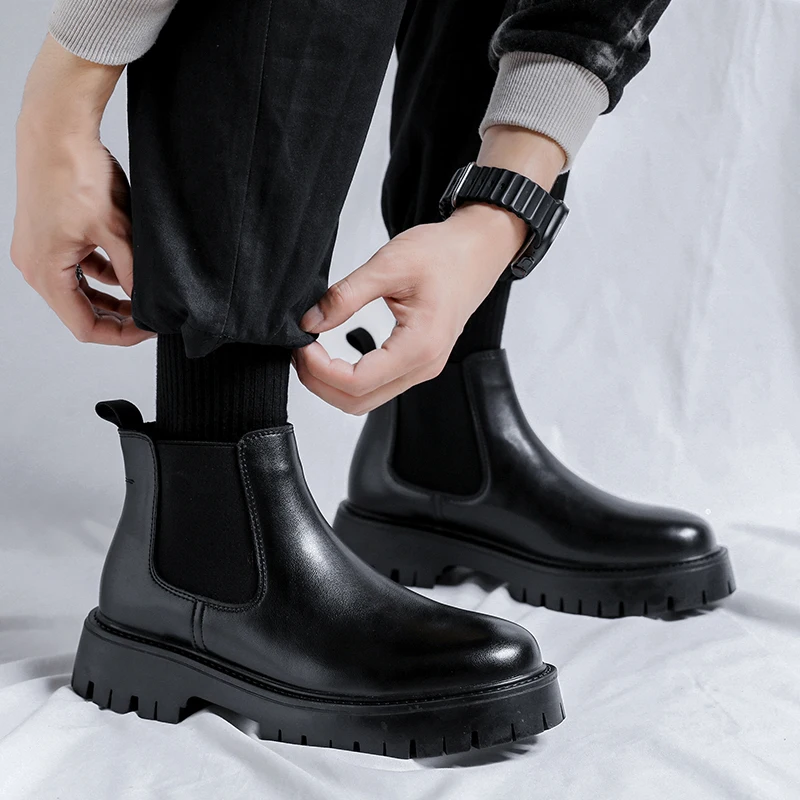Sepatu Chelsea Boots Kulit Fas - Mens Fashion Dress Shoes ulasan dan harga