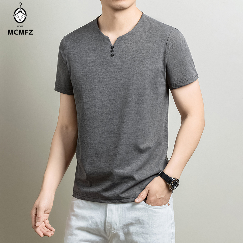 Kaos Henley Pria Basic Bahan K - Men Fashion Upper ulasan dan harga