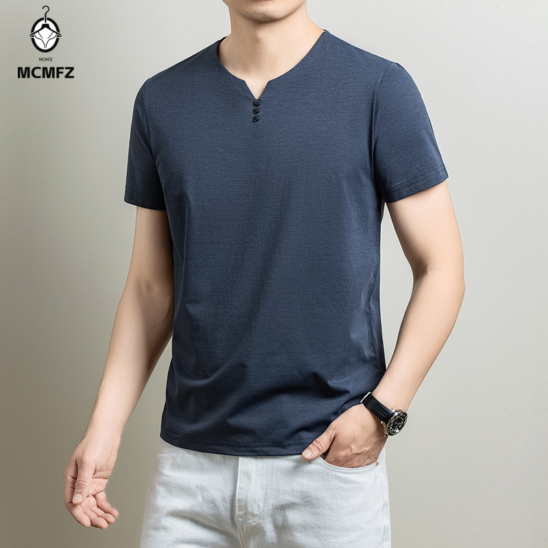 Kaos Henley Pria Basic Bahan K - Men Fashion Upper ulasan dan harga