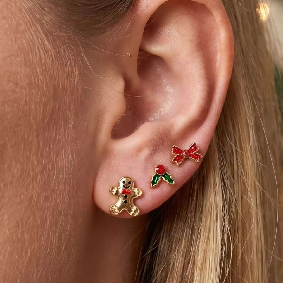 Anting-anting Stud Enamel Bent - Men'S Fashion Xmas Party ulasan dan harga