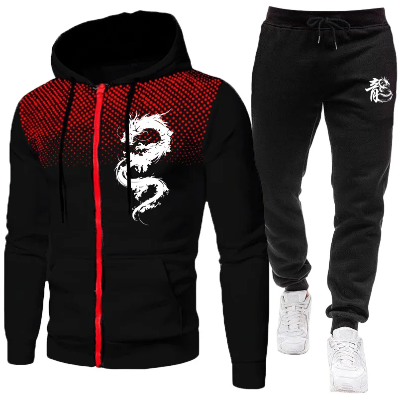 Setelan Pria Motif Naga Paris, - Men'S Fashion Hoodies ulasan dan harga