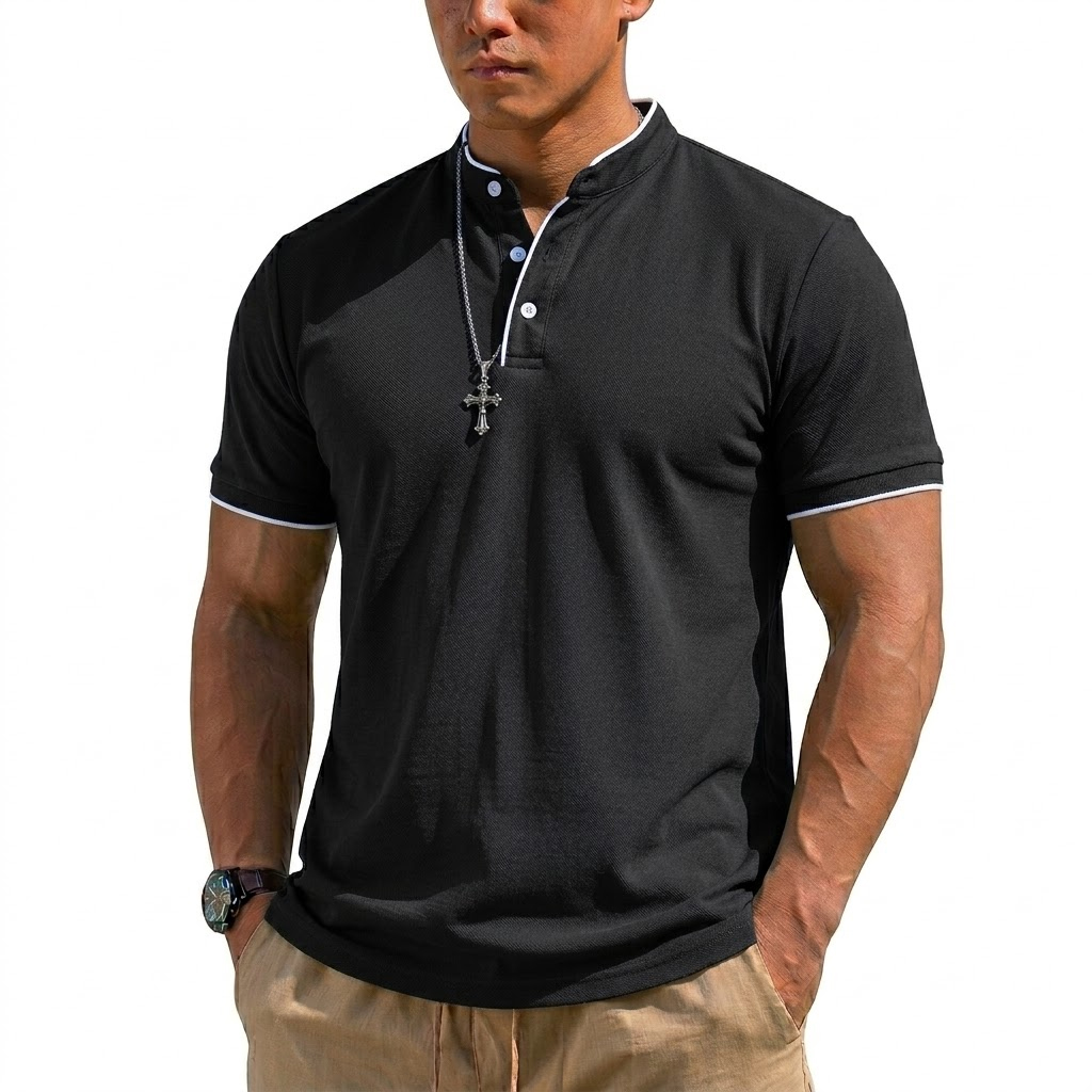 Kaos Henley Lengan Pendek Musi - Men Fashion Upper ulasan dan harga