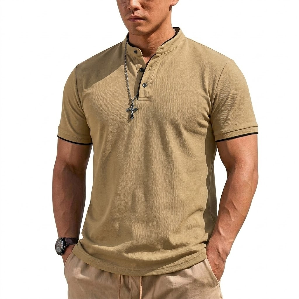 Kaos Henley Lengan Pendek Musi - Men Fashion Upper ulasan dan harga