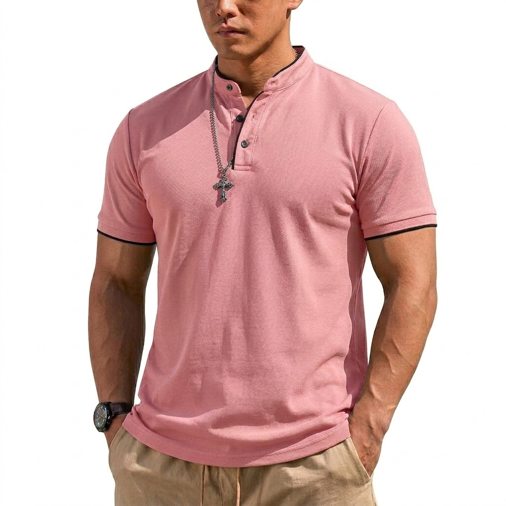 Kaos Henley Lengan Pendek Musi - Men Fashion Upper ulasan dan harga