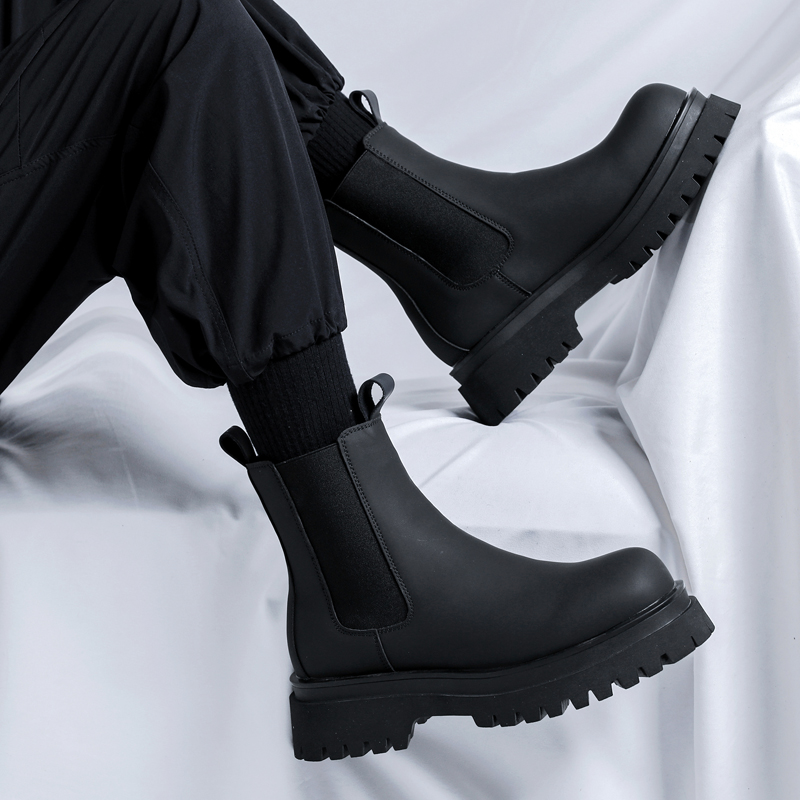 Sepatu Boots Hitam Tinggi Mode - Chelsea Boots Men ulasan dan harga
