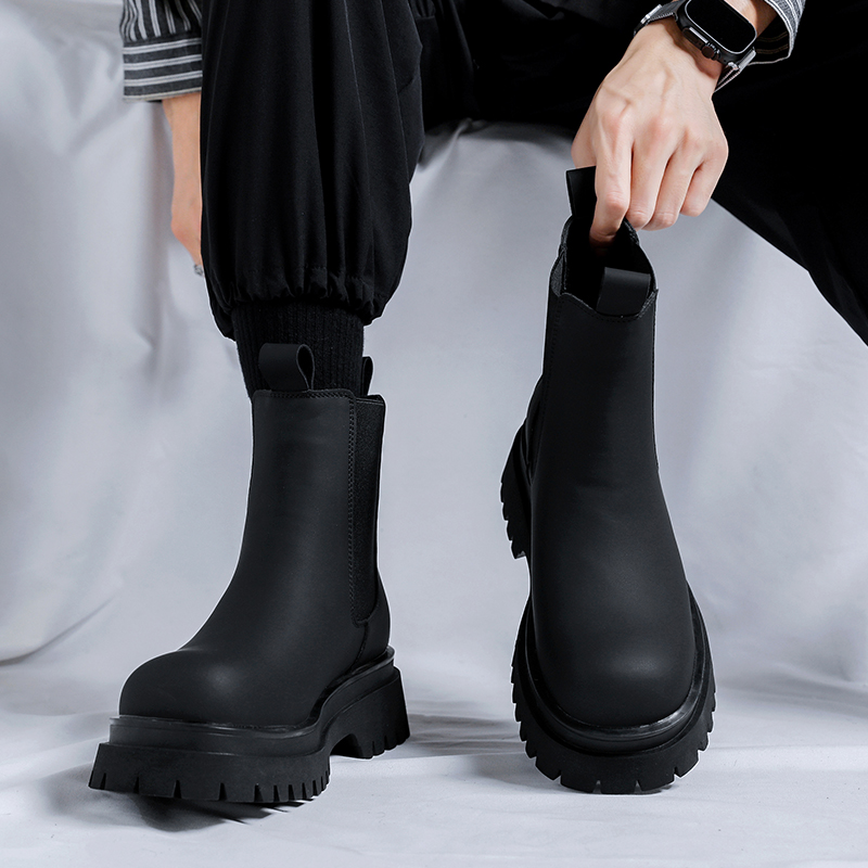 Sepatu Boots Hitam Tinggi Mode - Chelsea Boots Men ulasan dan harga