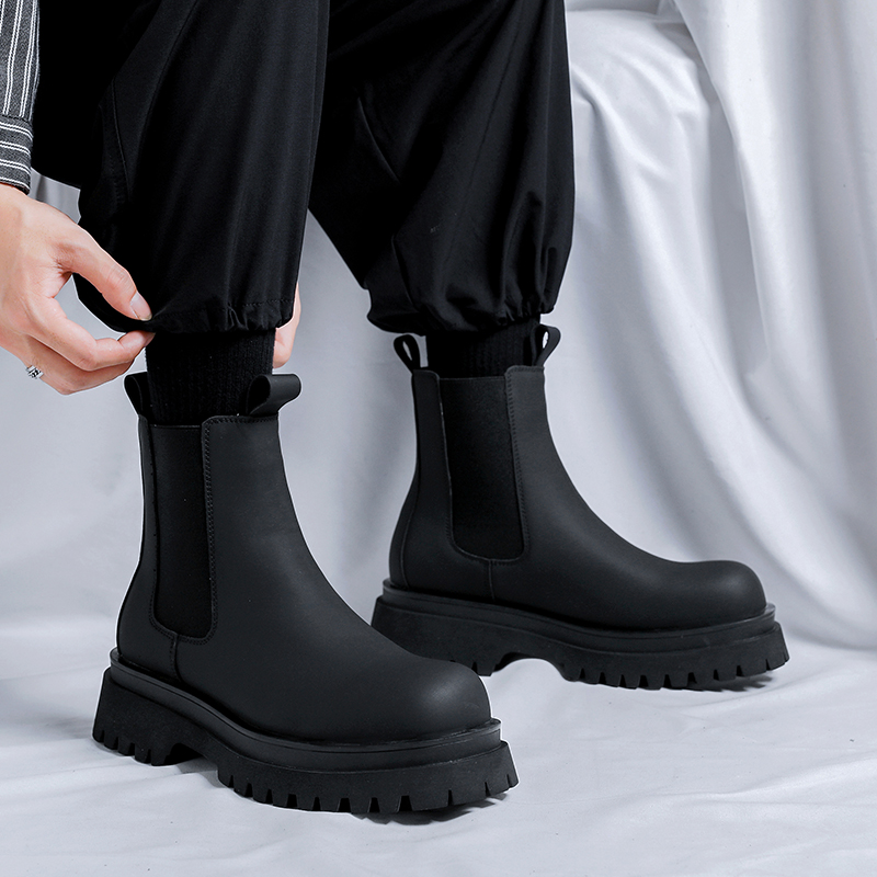 Sepatu Boots Hitam Tinggi Mode - Chelsea Boots Men ulasan dan harga