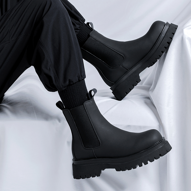 Sepatu Boots Hitam Tinggi Mode - Chelsea Boots Men ulasan dan harga