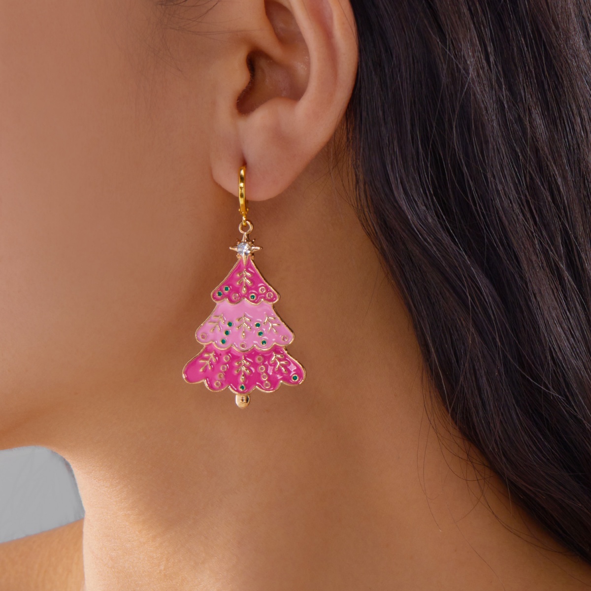 Anting Natal Enamel Merah Muda - Men'S Fashion Xmas Party ulasan dan harga