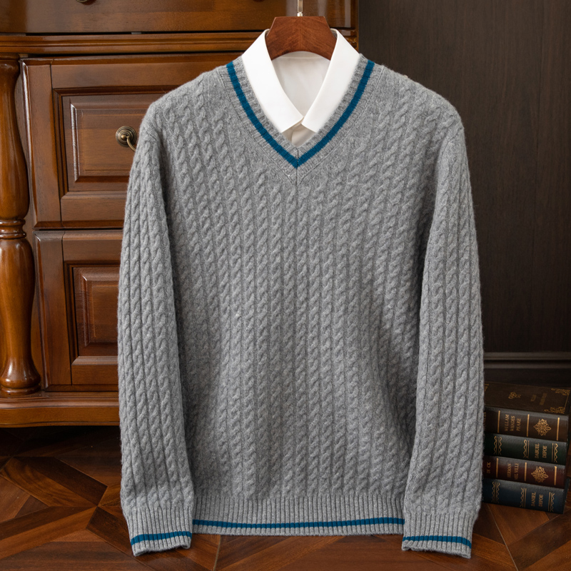 Sweter Kasmir Murni 100% Tebal - Mens Fashion Mullet ulasan dan harga