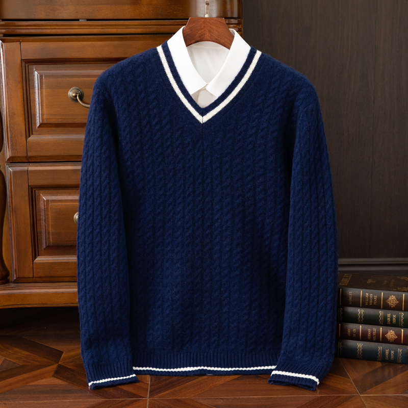 Sweter Kasmir Murni 100% Tebal - Mens Fashion Mullet ulasan dan harga