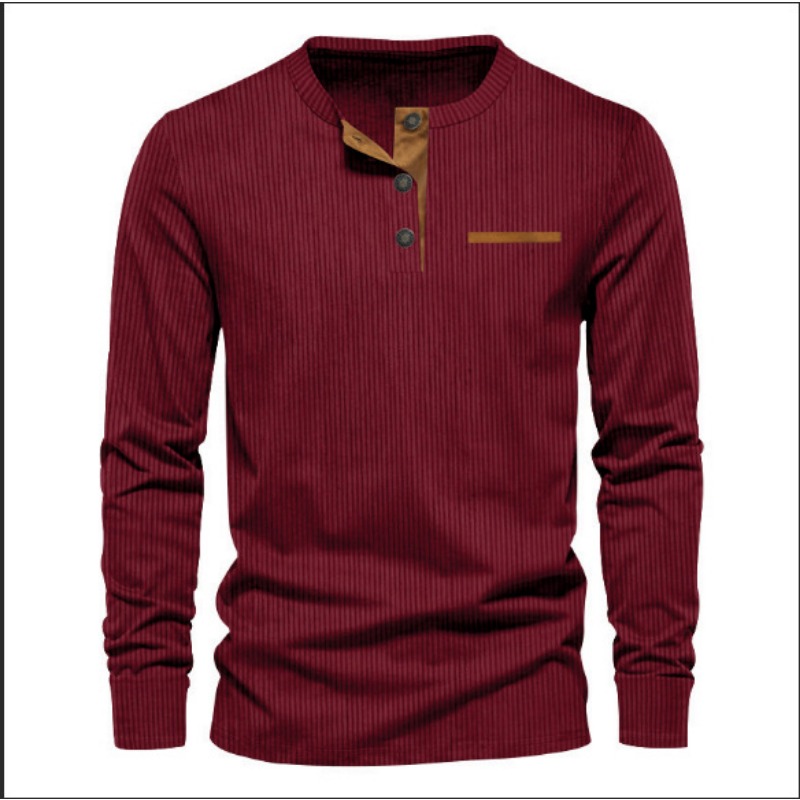 Kaos Henley Lengan Panjang Pri - Men Fashion Upper ulasan dan harga