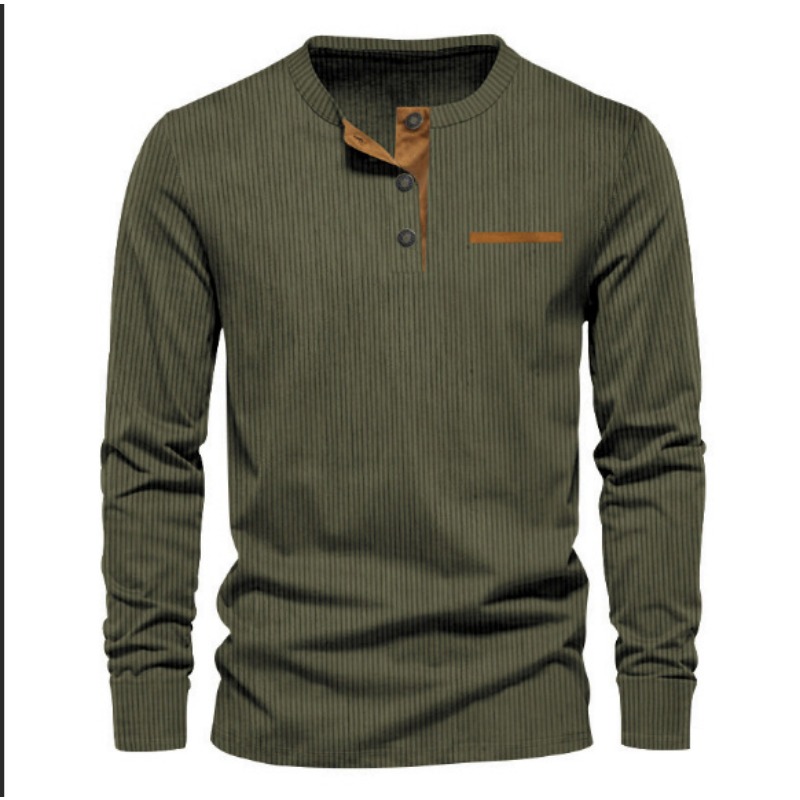 Kaos Henley Lengan Panjang Pri - Men Fashion Upper ulasan dan harga