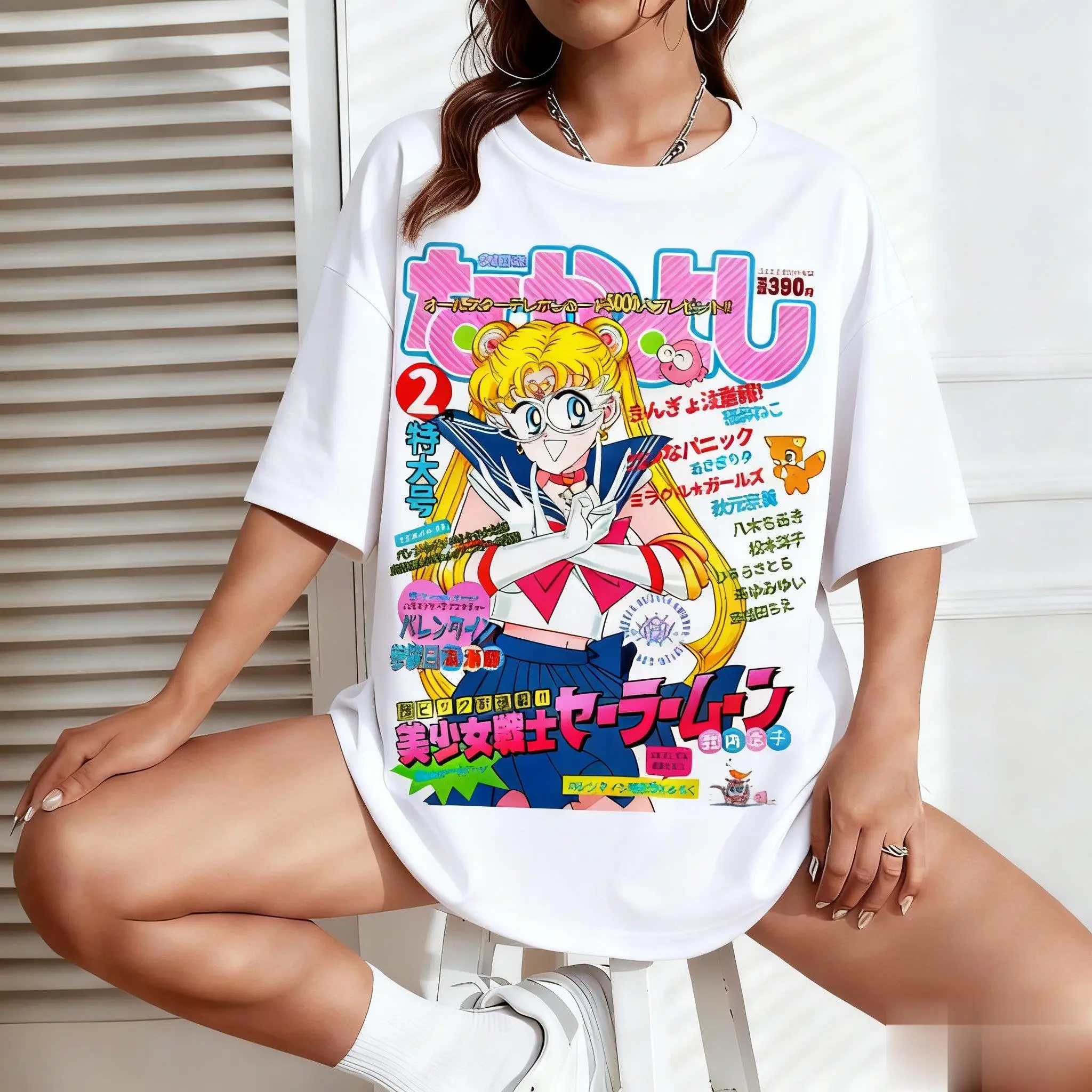 Kaus Grafis Sailor Moon Kaus L - Men'S Fashion Oversized T Shirt ulasan dan harga