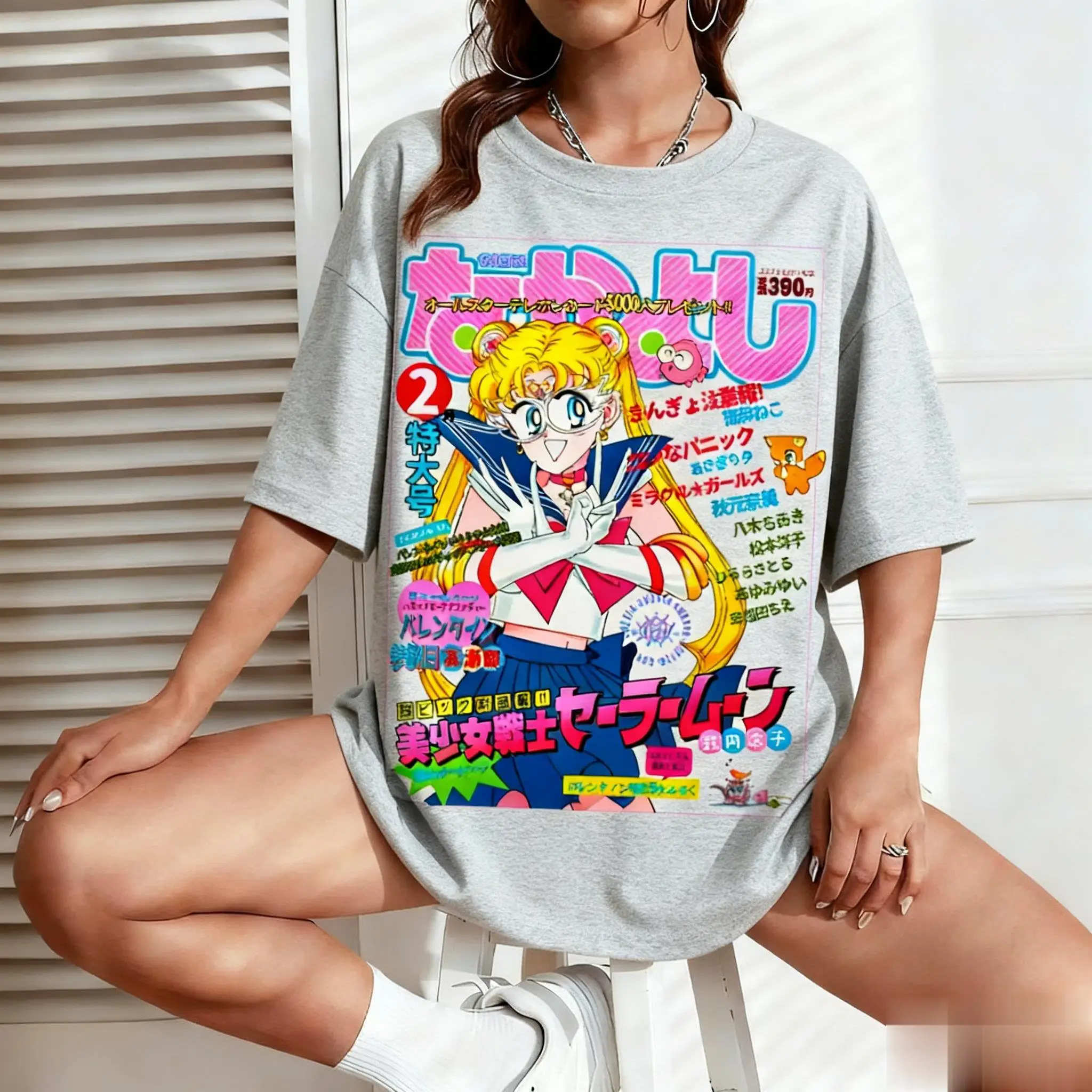 Kaus Grafis Sailor Moon Kaus L - Men'S Fashion Oversized T Shirt ulasan dan harga